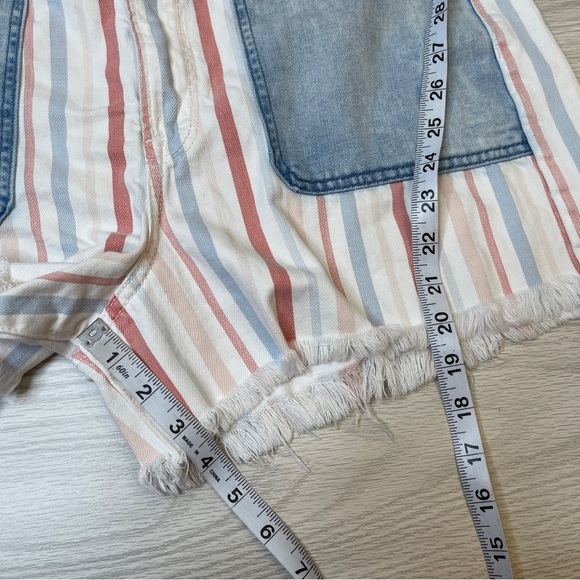 American Eagle Outfitters Cotton Striped Raw Hem Mom Short Pink Blue Size 14 - Picture 10 of 13